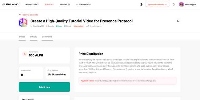 Bounty Example on Alphland